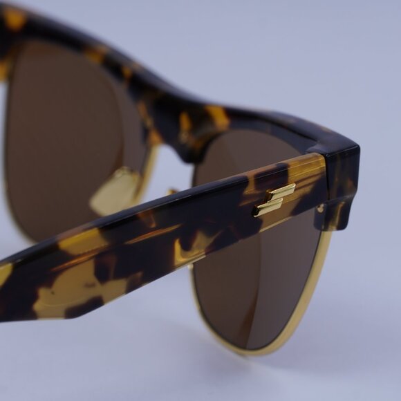 Bottega Veneta BV1003S 002 Sunglasses Spotted Havana Square Frame, Brown Lenses - Picture 5 of 10